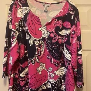 Dress with pink and blue paisley print